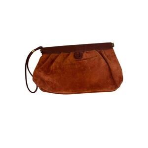 Vintage Phillippe Women's Brown Suede Leather Wristlet Clutch Bag